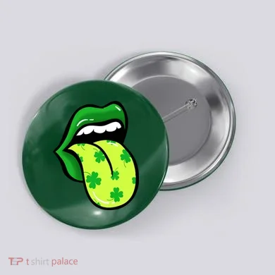 St Patricks Day Irish Lips Button