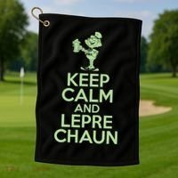 St Patrick's Day Keep Calm And Lepre Chaun  Golf Towel thumb 1