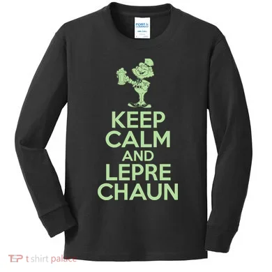 St Patrick's Day Keep Calm And Lepre Chaun Kids Long Sleeve Shirt
