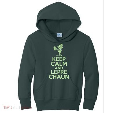 St Patrick's Day Keep Calm And Lepre Chaun  Kids Hoodie