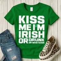 St Patrick's Day Kiss Me I'm Irish Or Drunk Or Whatever Women's T-Shirt thumb 3
