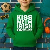 St Patrick's Day Kiss Me I'm Irish Or Drunk Or Whatever Kids Hoodie thumb 2
