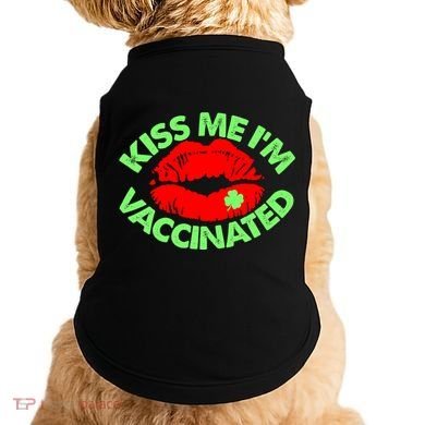 St Patrick's Day Kiss Me I'm Vaccinated Lipstick Shamrock Doggie Tank