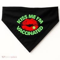 St Patrick's Day Kiss Me I'm Vaccinated Lipstick Shamrock USA-Made Doggie Bandana thumb 0