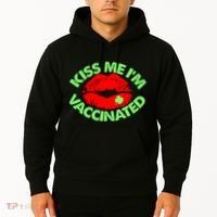 St Patrick's Day Kiss Me I'm Vaccinated Lipstick Shamrock Hoodie thumb 2
