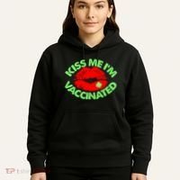 St Patrick's Day Kiss Me I'm Vaccinated Lipstick Shamrock Hoodie thumb 5