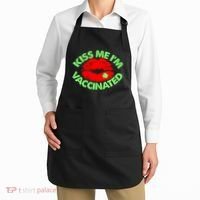 St Patrick's Day Kiss Me I'm Vaccinated Lipstick Shamrock Apron thumb 2
