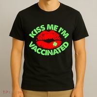 St Patrick's Day Kiss Me I'm Vaccinated Lipstick Shamrock T-Shirt thumb 3