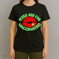St Patrick's Day Kiss Me I'm Vaccinated Lipstick Shamrock T-Shirt thumb 4