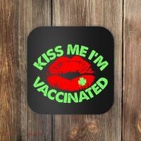 St Patrick's Day Kiss Me I'm Vaccinated Lipstick Shamrock Coaster thumb 0
