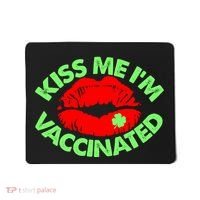 St Patrick's Day Kiss Me I'm Vaccinated Lipstick Shamrock Mousepad thumb 0
