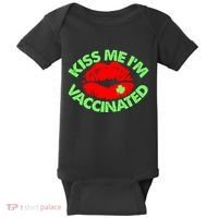 St Patrick's Day Kiss Me I'm Vaccinated Lipstick Shamrock Baby Bodysuit thumb 0