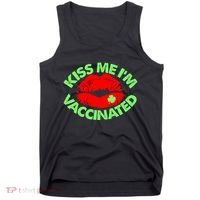 St Patrick's Day Kiss Me I'm Vaccinated Lipstick Shamrock Tank Top thumb 0