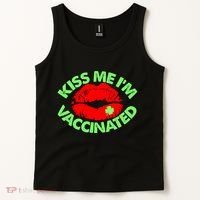 St Patrick's Day Kiss Me I'm Vaccinated Lipstick Shamrock Tank Top thumb 2