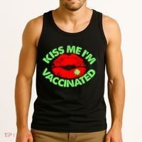 St Patrick's Day Kiss Me I'm Vaccinated Lipstick Shamrock Tank Top thumb 3