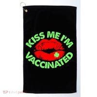 St Patrick's Day Kiss Me I'm Vaccinated Lipstick Shamrock Golf Towel thumb 0