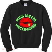 St Patrick's Day Kiss Me I'm Vaccinated Lipstick Shamrock Kids Sweatshirt thumb 0