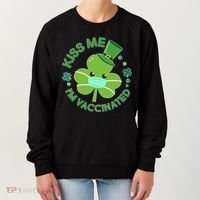 St Patrick's Day Kiss Me I'm Vaccinated Shamrock Women's Sweatshirt thumb 0