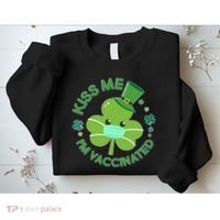 St Patrick's Day Kiss Me I'm Vaccinated Shamrock Sweatshirt thumb 2
