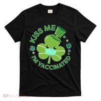 St Patrick's Day Kiss Me I'm Vaccinated Shamrock T-Shirt thumb 0