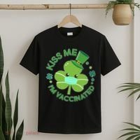 St Patrick's Day Kiss Me I'm Vaccinated Shamrock T-Shirt thumb 2
