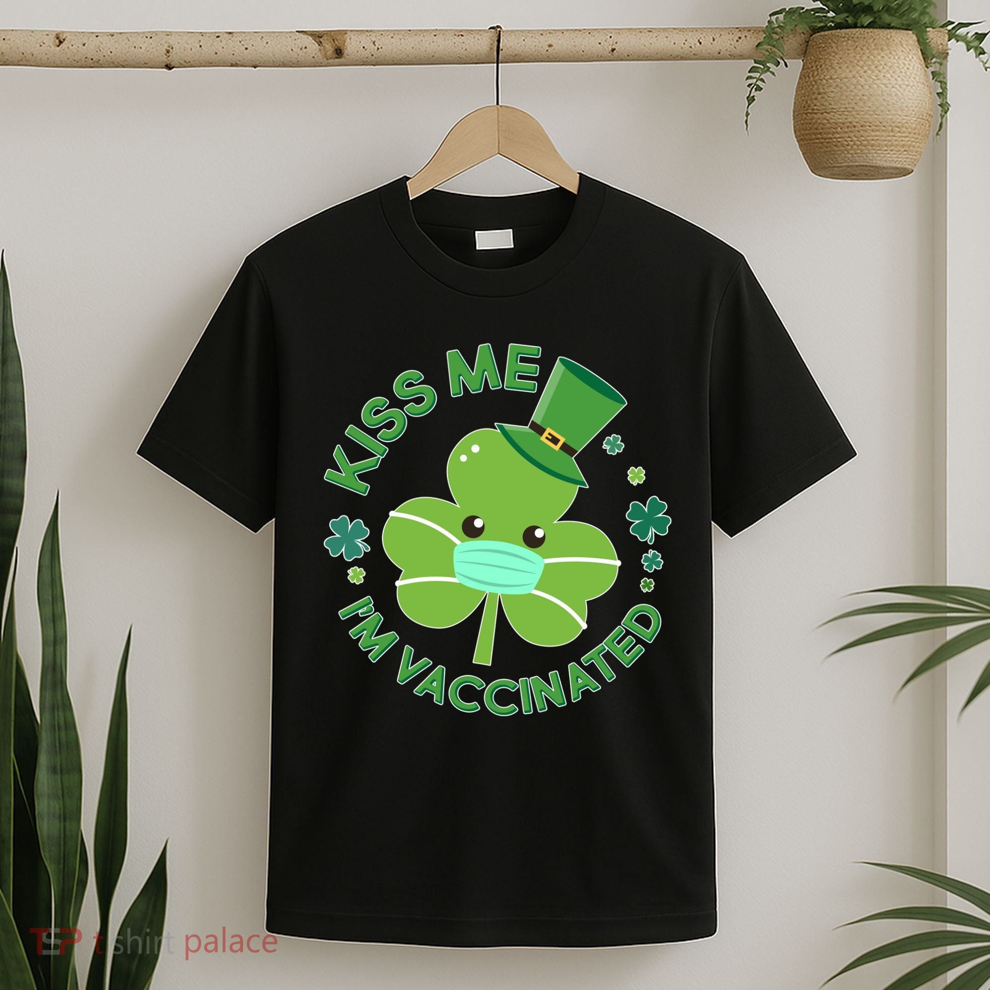 St Patrick's Day Kiss Me I'm Vaccinated Shamrock T-Shirt
