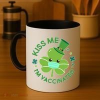 St Patrick's Day Kiss Me I'm Vaccinated Shamrock Coffee Mug thumb 4