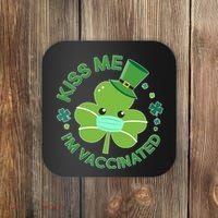 St Patrick's Day Kiss Me I'm Vaccinated Shamrock Coaster thumb 0