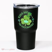 St Patrick's Day Kiss Me I'm Vaccinated Shamrock Tumbler thumb 0