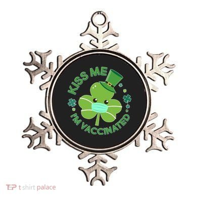 St Patrick's Day Kiss Me I'm Vaccinated Shamrock Ornament