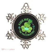 St Patrick's Day Kiss Me I'm Vaccinated Shamrock Ornament thumb 0