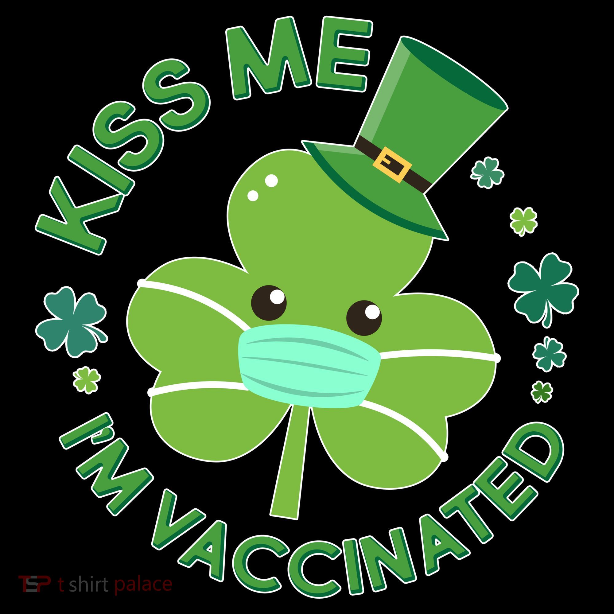 St Patrick's Day Kiss Me I'm Vaccinated Shamrock Ornament