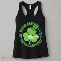 St Patrick's Day Kiss Me I'm Vaccinated Shamrock Women's Tank Top thumb 3
