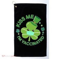 St Patrick's Day Kiss Me I'm Vaccinated Shamrock Golf Towel thumb 0