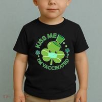 St Patrick's Day Kiss Me I'm Vaccinated Shamrock Toddler T-Shirt thumb 2