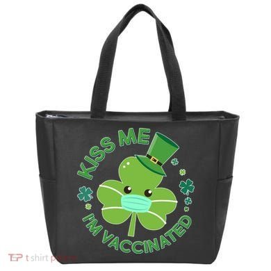St Patrick's Day Kiss Me I'm Vaccinated Shamrock Tote Bag