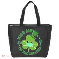 St Patrick's Day Kiss Me I'm Vaccinated Shamrock Tote Bag thumb 0