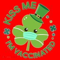 St Patrick's Day Kiss Me I'm Vaccinated Shamrock Santa Hat thumb 1
