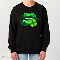 St Patrick's Day Leopard Print Lipstick Shamrock Women's Sweatshirt thumb 0