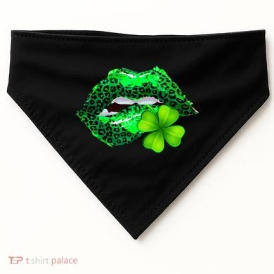 St Patrick's Day Leopard Print Lipstick Shamrock USA-Made Doggie Bandana