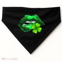 St Patrick's Day Leopard Print Lipstick Shamrock USA-Made Doggie Bandana thumb 0