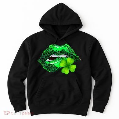St Patrick's Day Leopard Print Lipstick Shamrock Hoodie