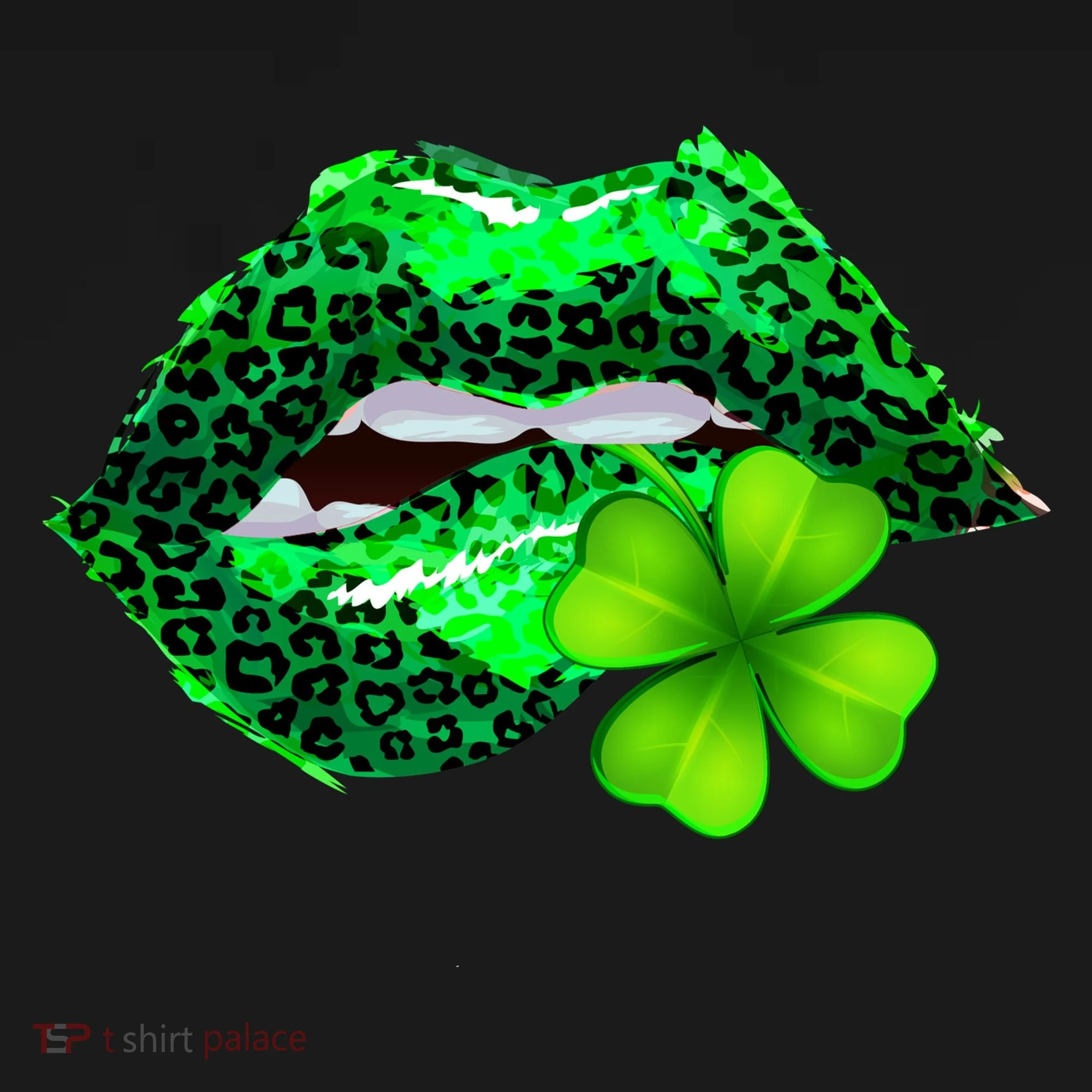 St Patrick's Day Leopard Print Lipstick Shamrock Long Sleeve Shirt