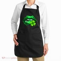 St Patrick's Day Leopard Print Lipstick Shamrock Apron thumb 2