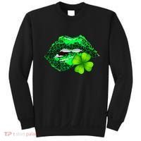St Patrick's Day Leopard Print Lipstick Shamrock Sweatshirt thumb 0