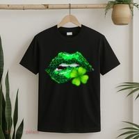 St Patrick's Day Leopard Print Lipstick Shamrock T-Shirt thumb 2