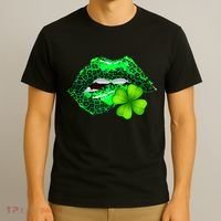 St Patrick's Day Leopard Print Lipstick Shamrock T-Shirt thumb 3