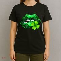 St Patrick's Day Leopard Print Lipstick Shamrock T-Shirt thumb 4