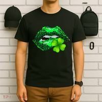 St Patrick's Day Leopard Print Lipstick Shamrock T-Shirt thumb 6
