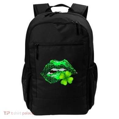 St Patrick's Day Leopard Print Lipstick Shamrock Backpack